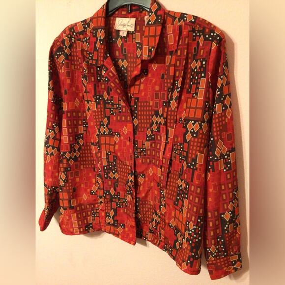Vintage Jacklyn Smith red orange blouse size 16 - Picture 5 of 6